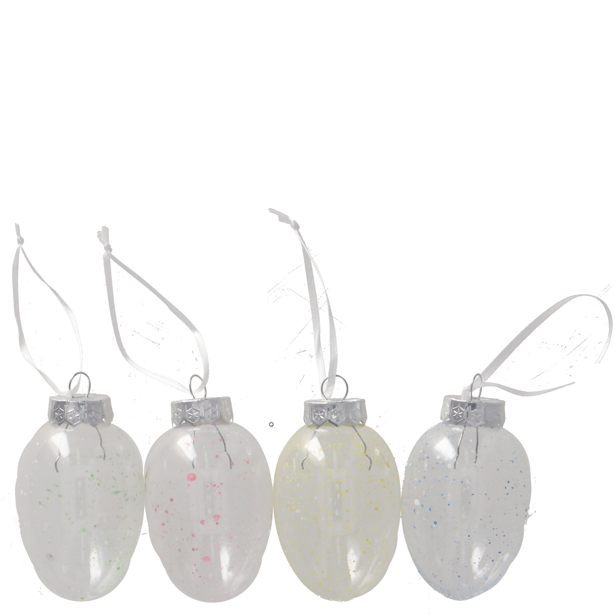  Glas Ei Jack zum Hängen, 4 Farben, H8cm, gelb/grün